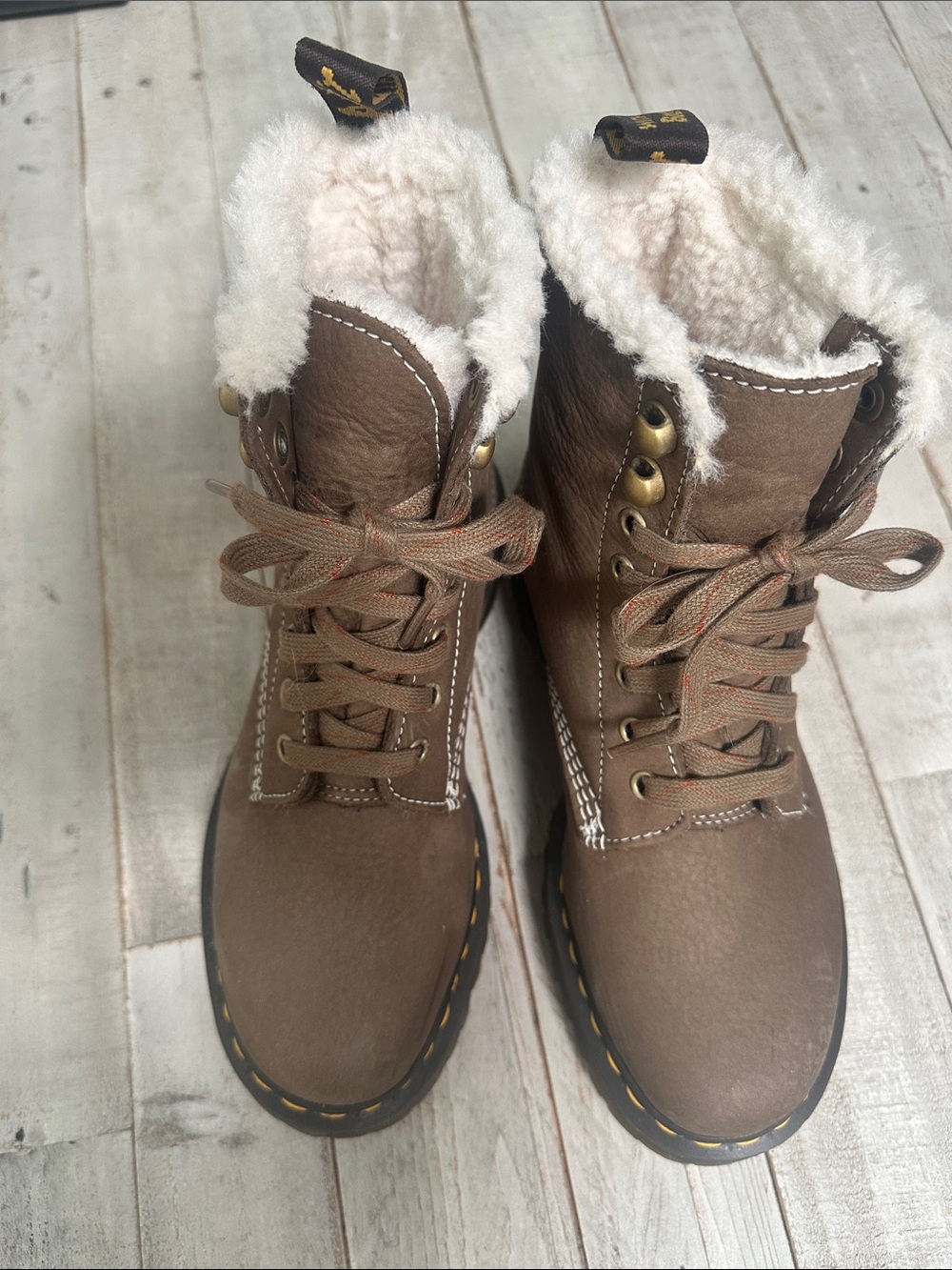 Dr. Martens 1460 Serena Faux Fur-Lined Leather Boots
